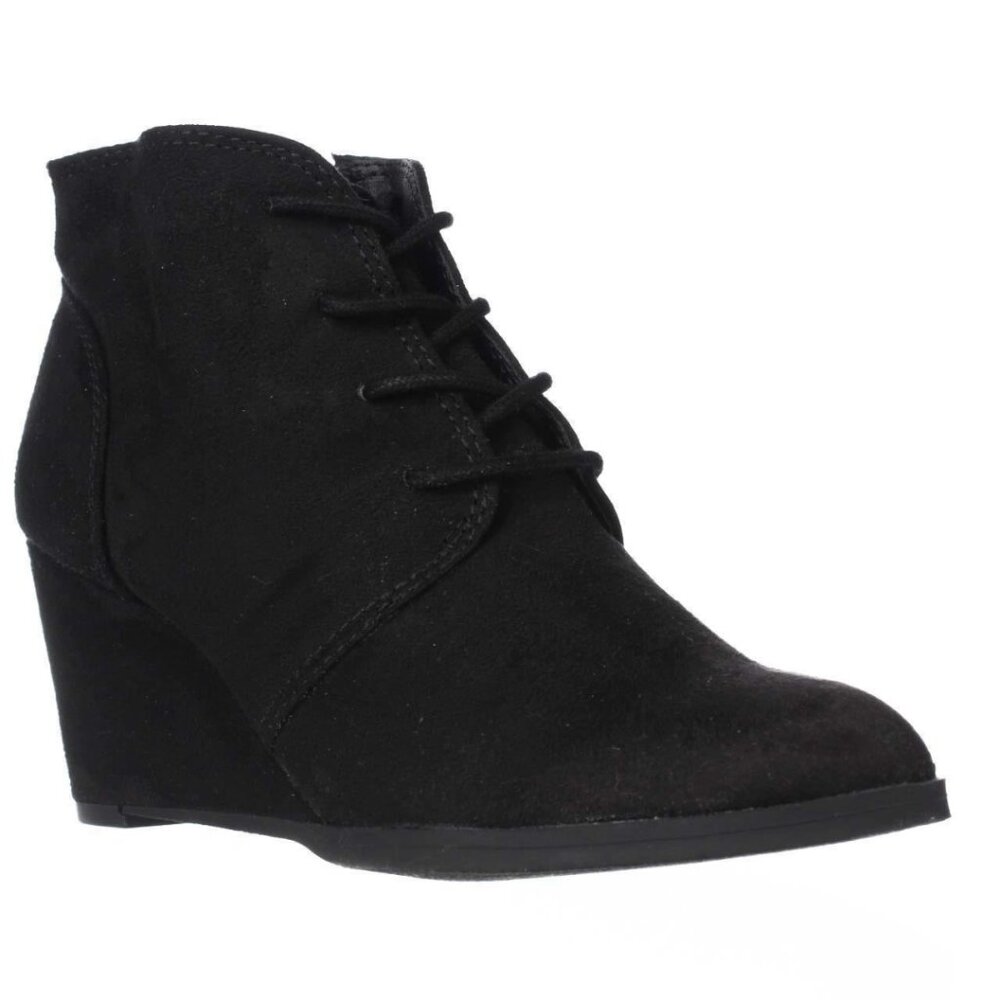 AMERICAN RAG BAYLIE FAUX SUEDE ANKLE WEDGE BOOTS | WOMEN'S 12M | BLACK